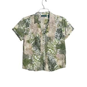 Lemon Grass Studio Safari Mixed Print Button Up Art-to-Wear Shirt Size L